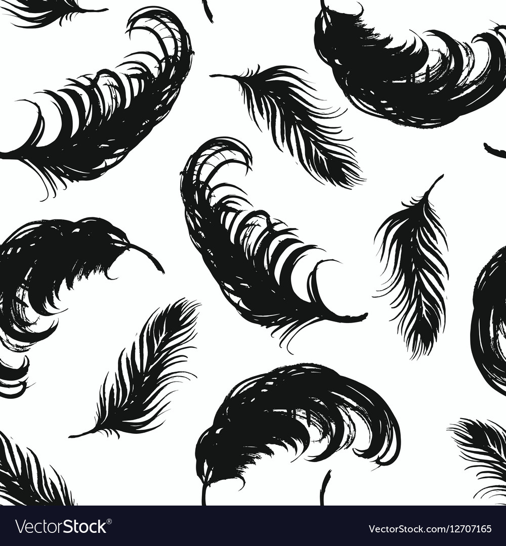 Seamless pattern with abstract feathers