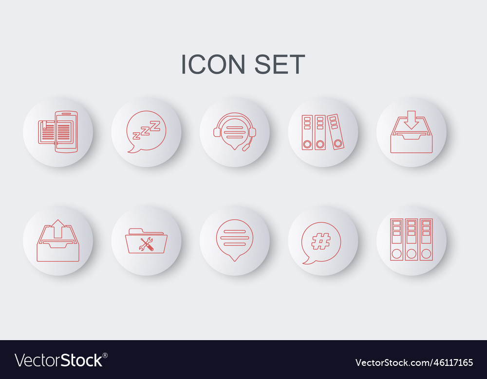 Set line office folders upload inbox headphones