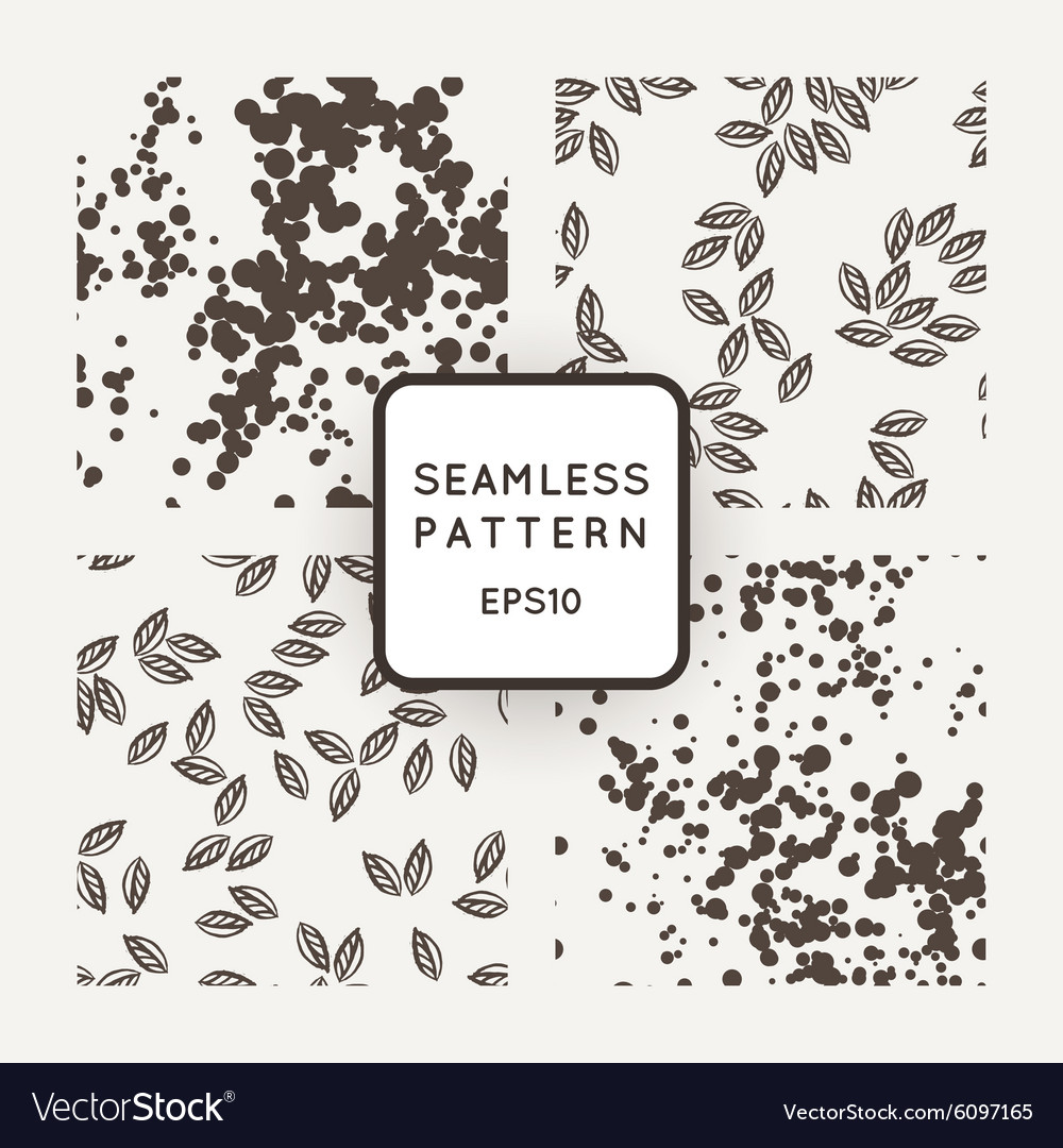 Set of seamless patterns with leaves flying