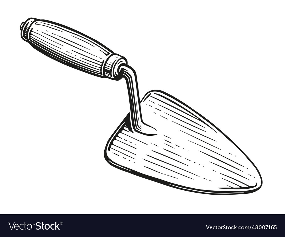 Trowel With Wooden Handle Construction Tool Vector Image trowel-with-wooden-handle-construction-tool-vector-image