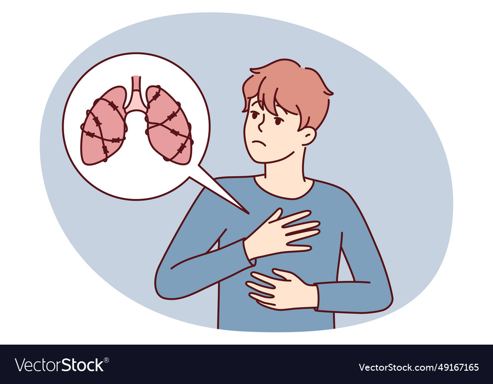 Unhealthy man suffer from lung disease Royalty Free Vector