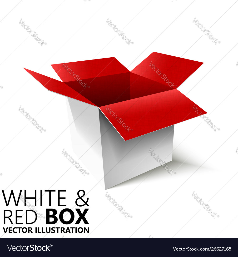 White and red open box 3d design vector image White and red open box 3d design