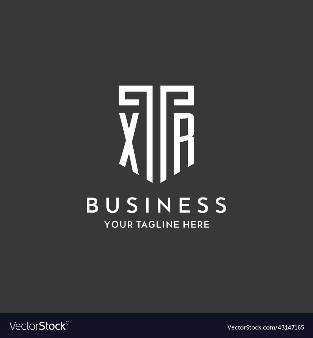 Xr monogram initial name with shield shape icon