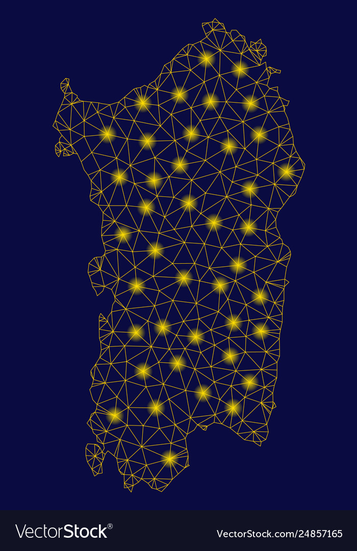 Yellow mesh 2d italian sardinia island map