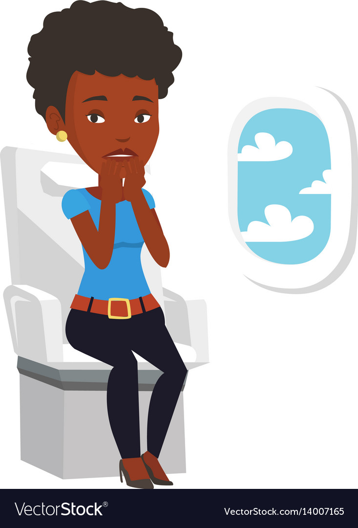 Young woman suffering from fear of flying