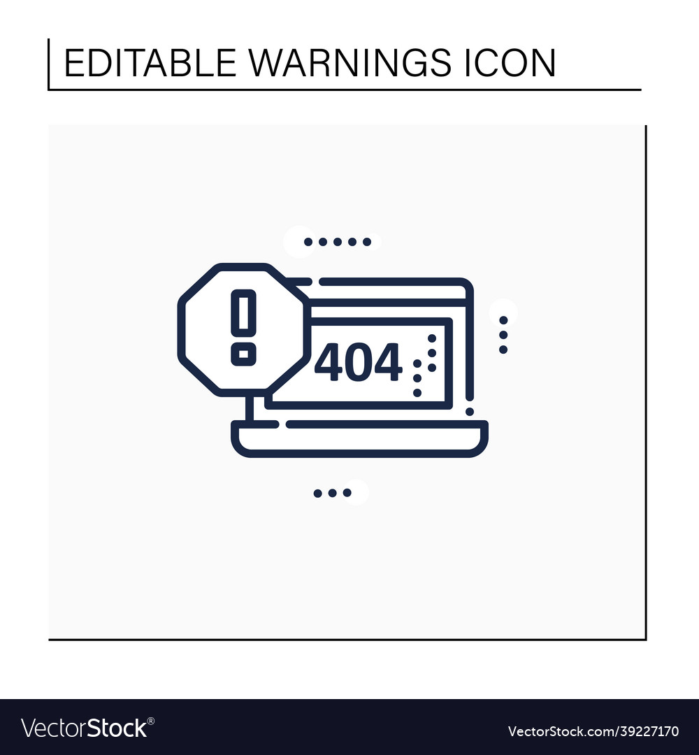 404 error line icon vector image 404 error line icon
