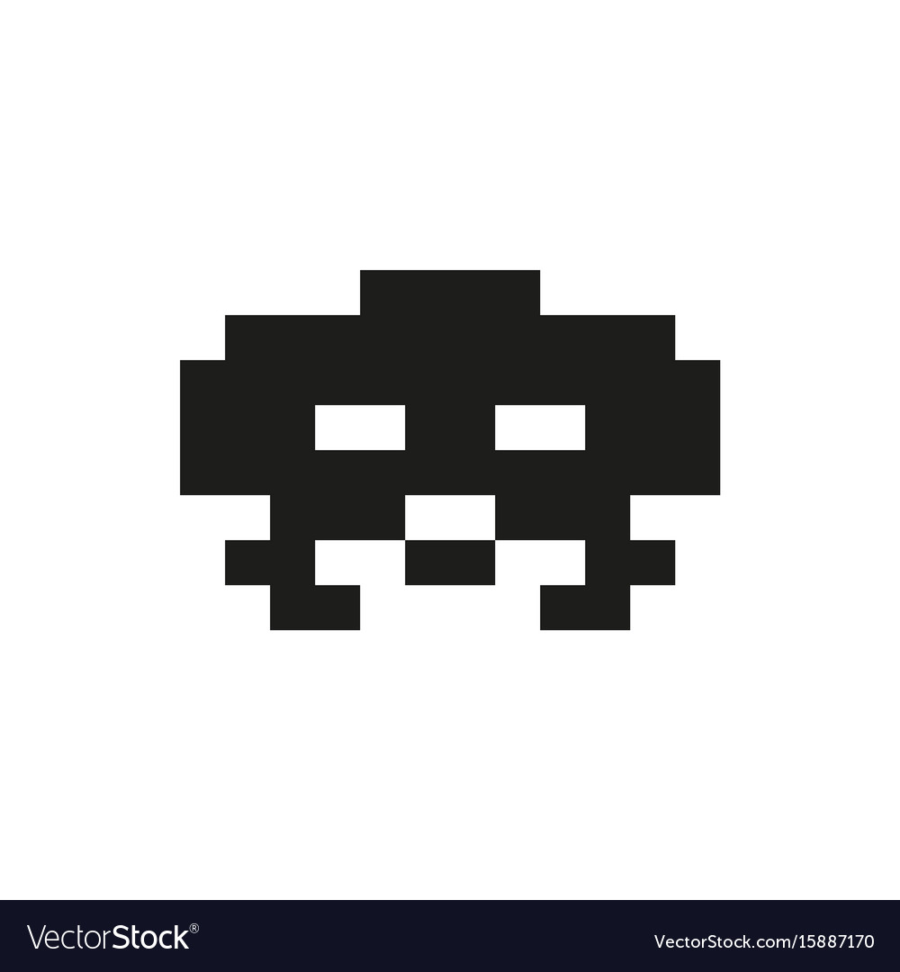 Cheerful and kind pixel monster monochrome