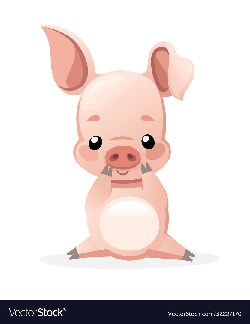 Cute pig cartoon character design happy little Vector Image Cute pig cartoon character design happy little Vector Image