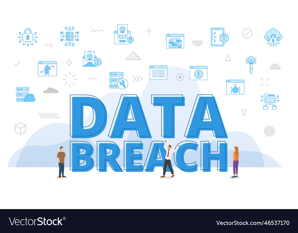 Data breach technology concept with big words