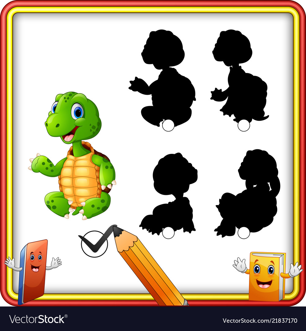 Find the correct shadow cartoon funny turtle wavi