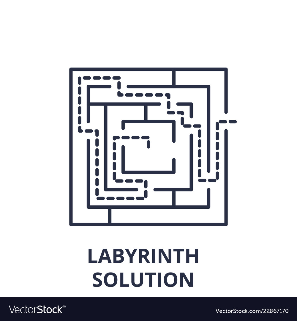 Labyrinth solution line icon concept vector image Labyrinth solution line icon concept