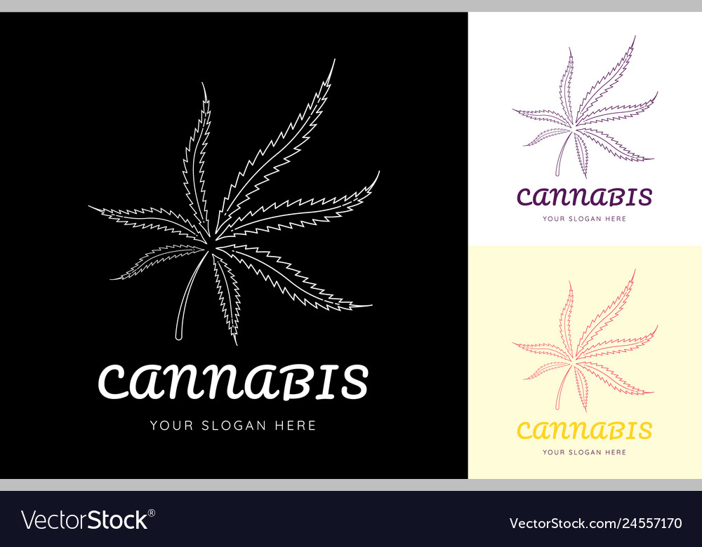 Marijuana cannabis leaf line logo