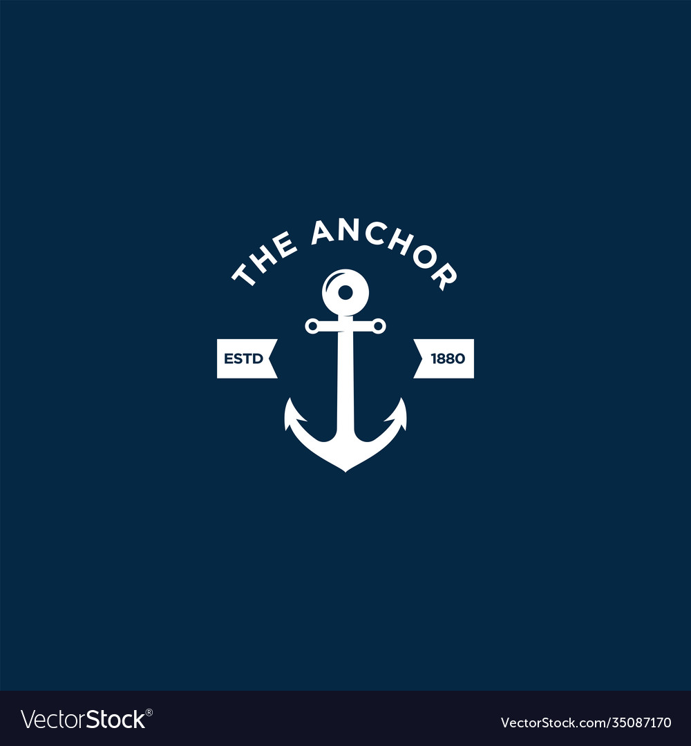 Marine retro emblems logo with anchor Royalty Free Vector