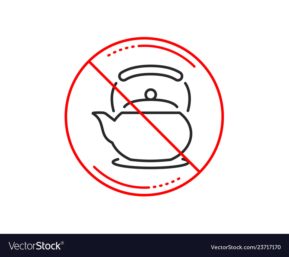 No or stop sign teapot line icon hot drink sign Vector Image