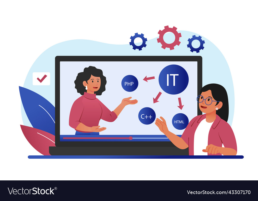 Online programming lessons vector image Online programming lessons