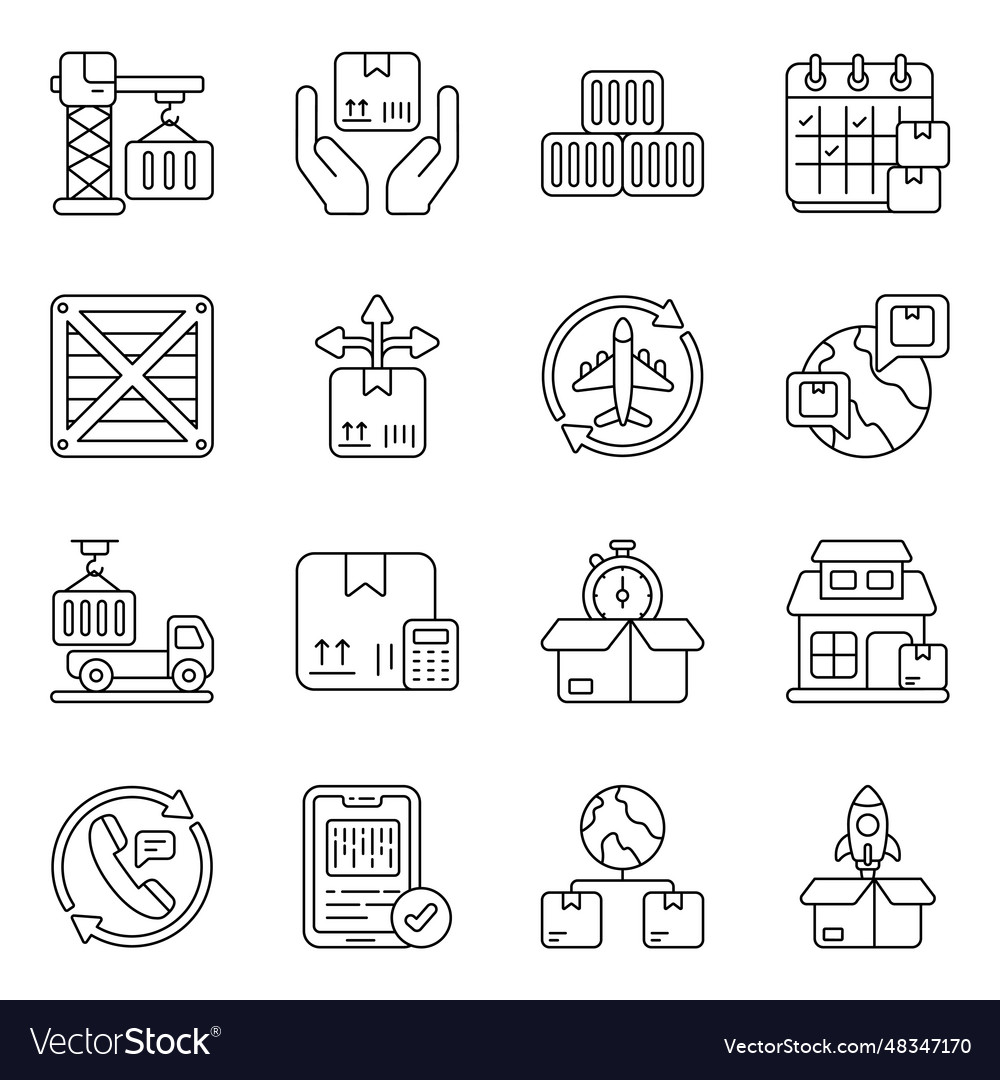 Pack of logistic delivery linear icons