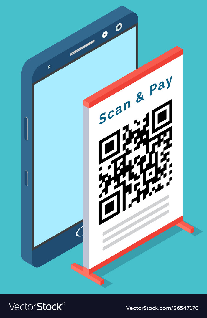 Qr-Code-Scannen über Handy-Anwendung Vector Image Qr-Code-Scannen über Handy-Anwendung