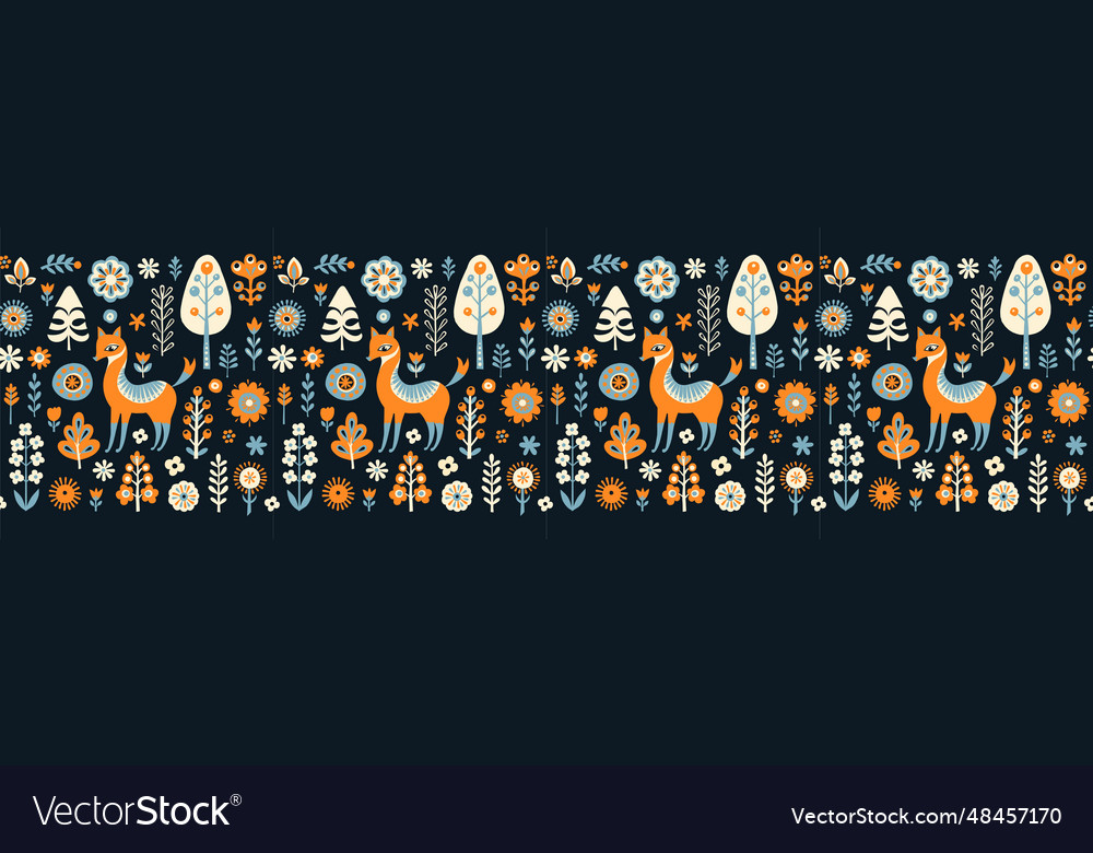 Scandinavian Floral Fox Pattern