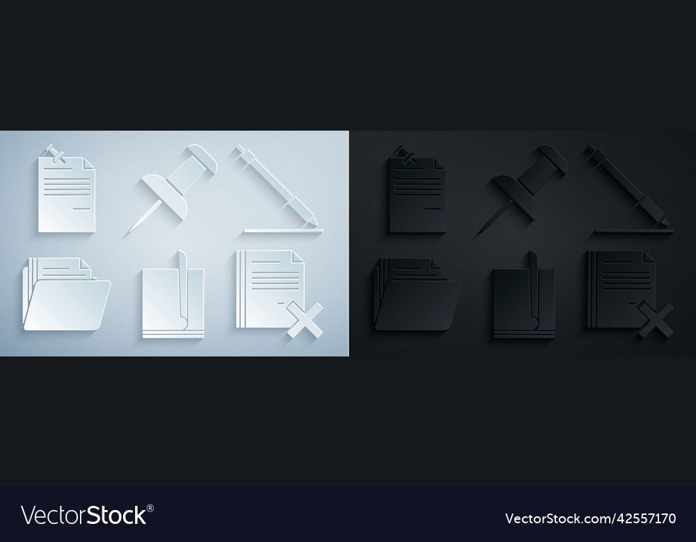 Set file document pen line folder vector image Set file document pen line folder