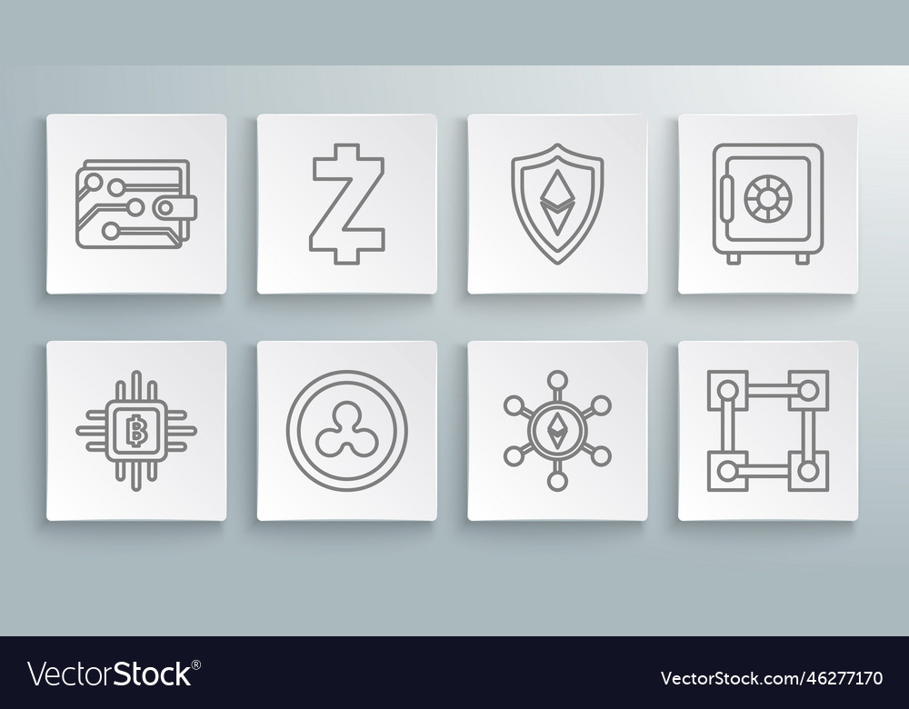 Set line cpu mining farm cryptocurrency coin vector image Set line cpu mining farm cryptocurrency coin