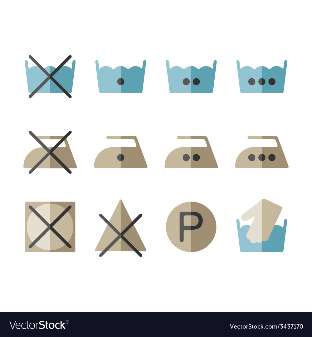 Set of instruction laundry icons washing symbols