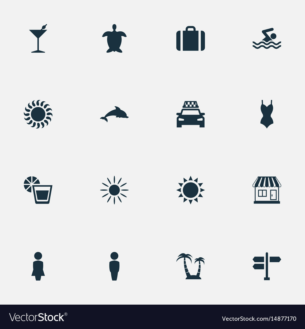 Set of simple beach icons
