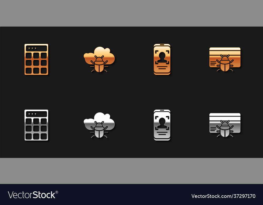 Set password protection system bug cloud mobile vector image Set password protection system bug cloud mobile