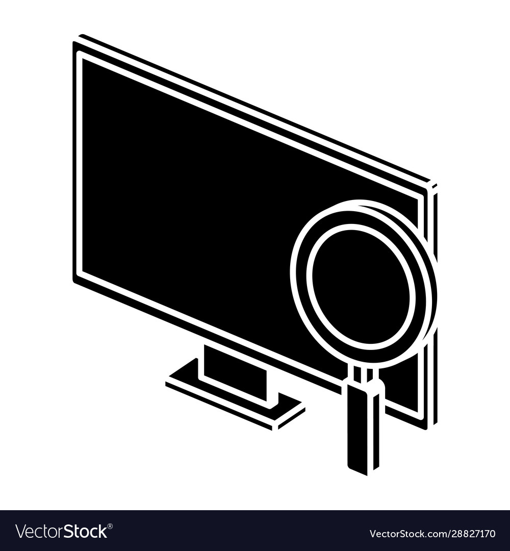 Silhouette computer desktop with magnifying