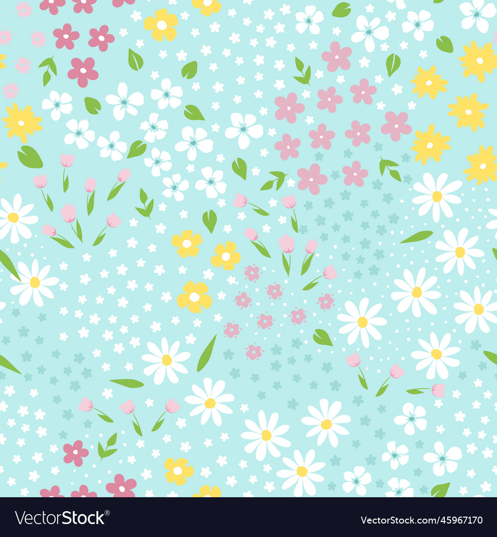 Spring simple flowers seamless pattern tiny vector image Spring simple flowers seamless pattern tiny