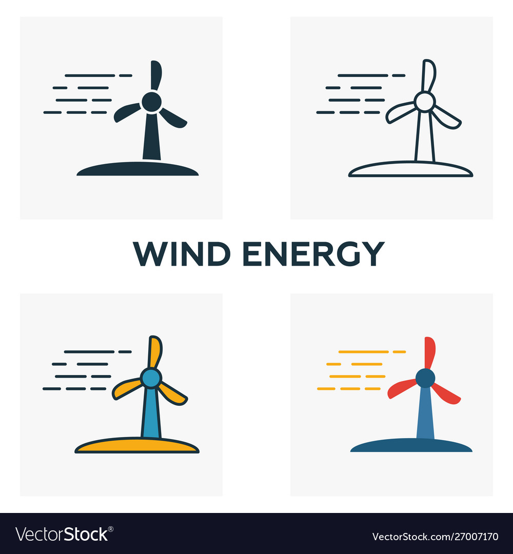 Wind energy icon set four elements in different vector image Wind energy icon set four elements in different