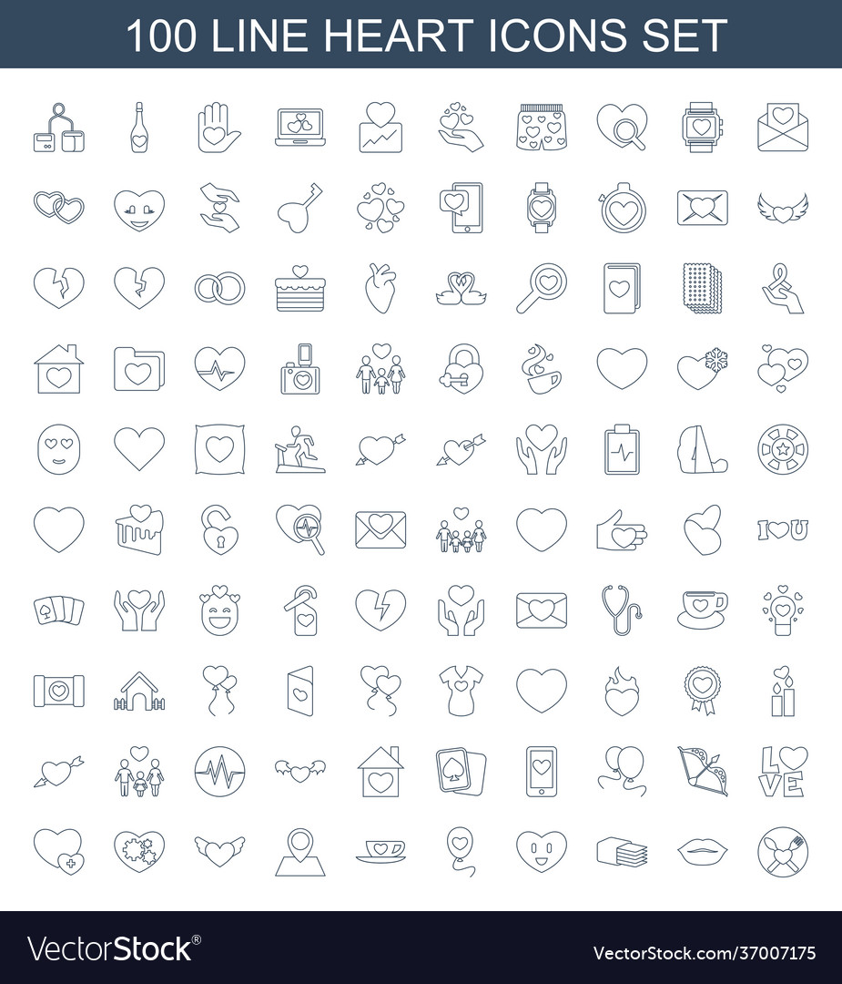 100 heart icons Royalty Free Vector Image - VectorStock