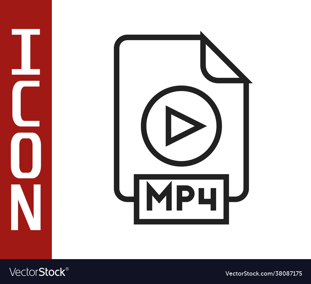 Black line mp4 file document download button