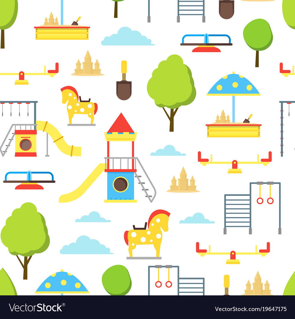 Cartoon playground element seamless pattern