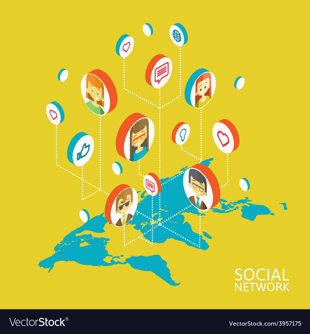Conceptual image with social networks flat