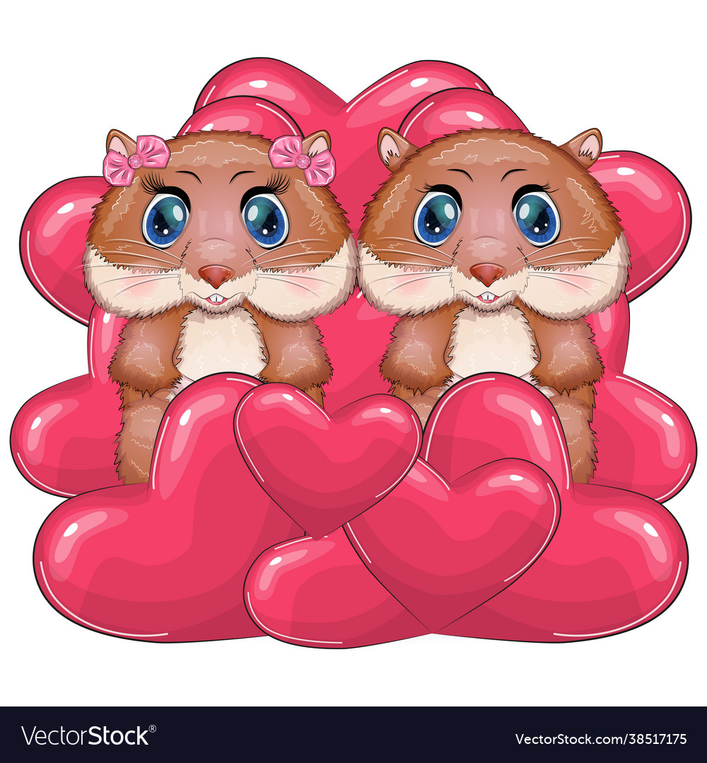 Cute couple hamster and heart cartoon hamster Vector Image Cute couple hamster and heart cartoon hamster Vector Image