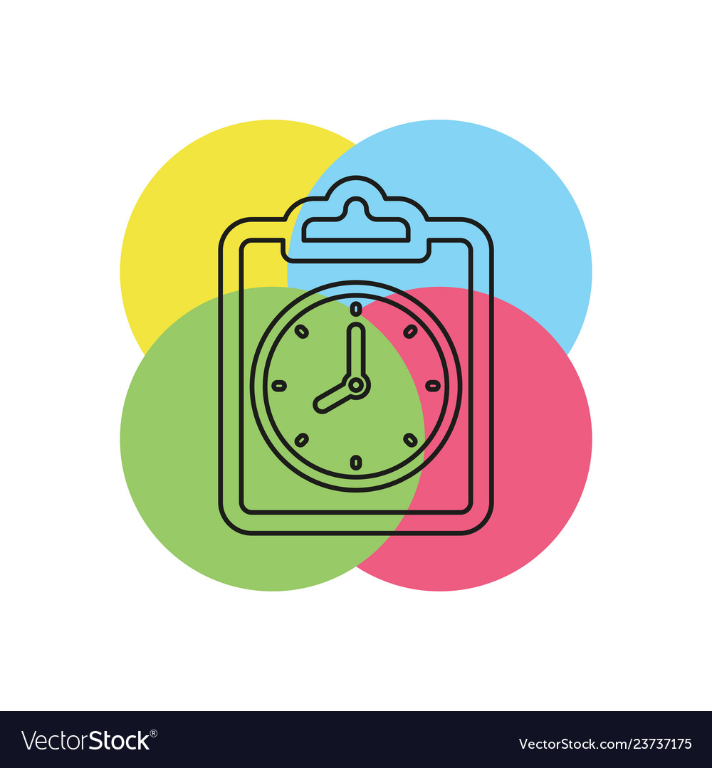 Document with clock icon questionnaire vector image Document with clock icon questionnaire