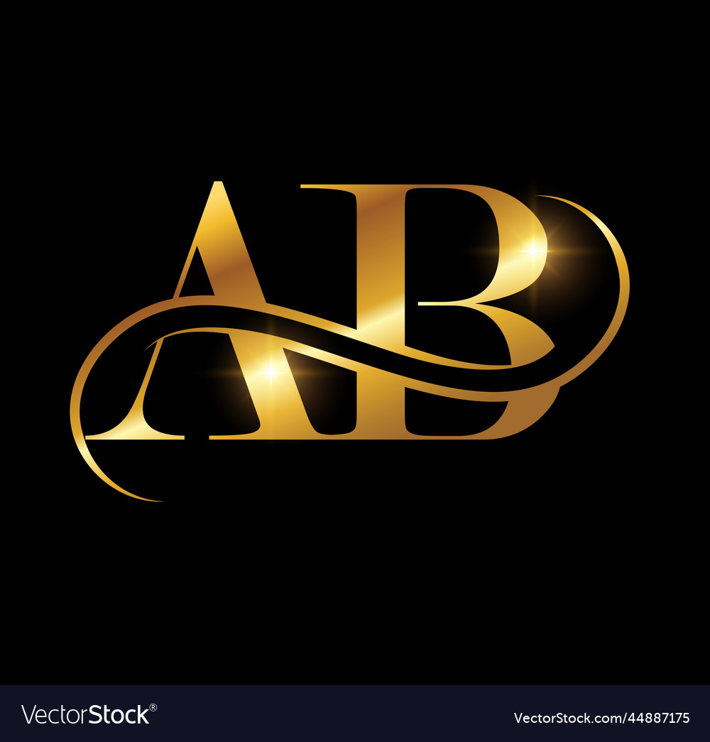 Golden monogram initial logo letters ab Royalty Free Vector