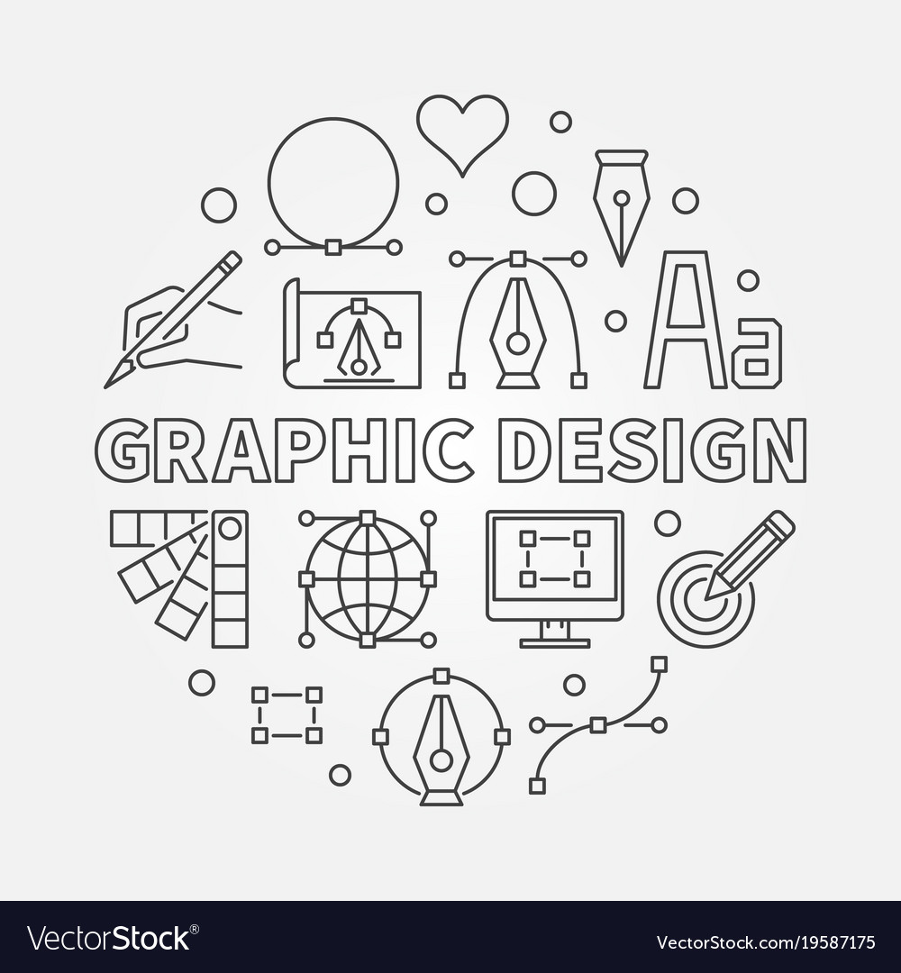 Graphic design round outline Royalty Free Vector Image