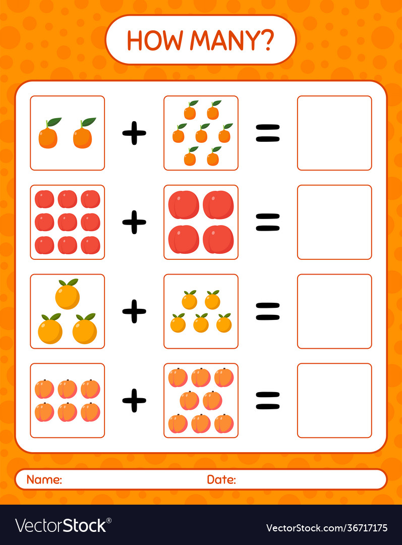 How many counting game imbe peach worksheet
