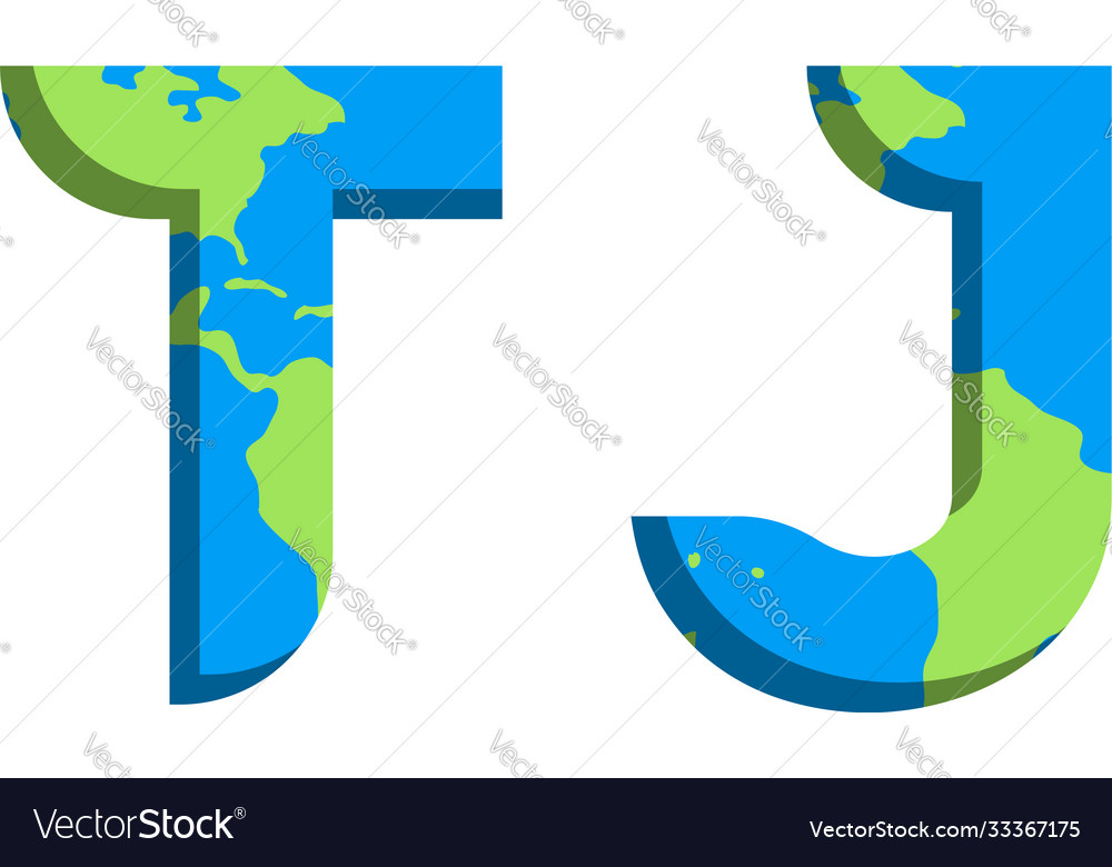 Initial tj logo design with world map style