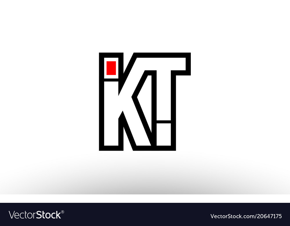 Red and black alphabet letter kt k t logo