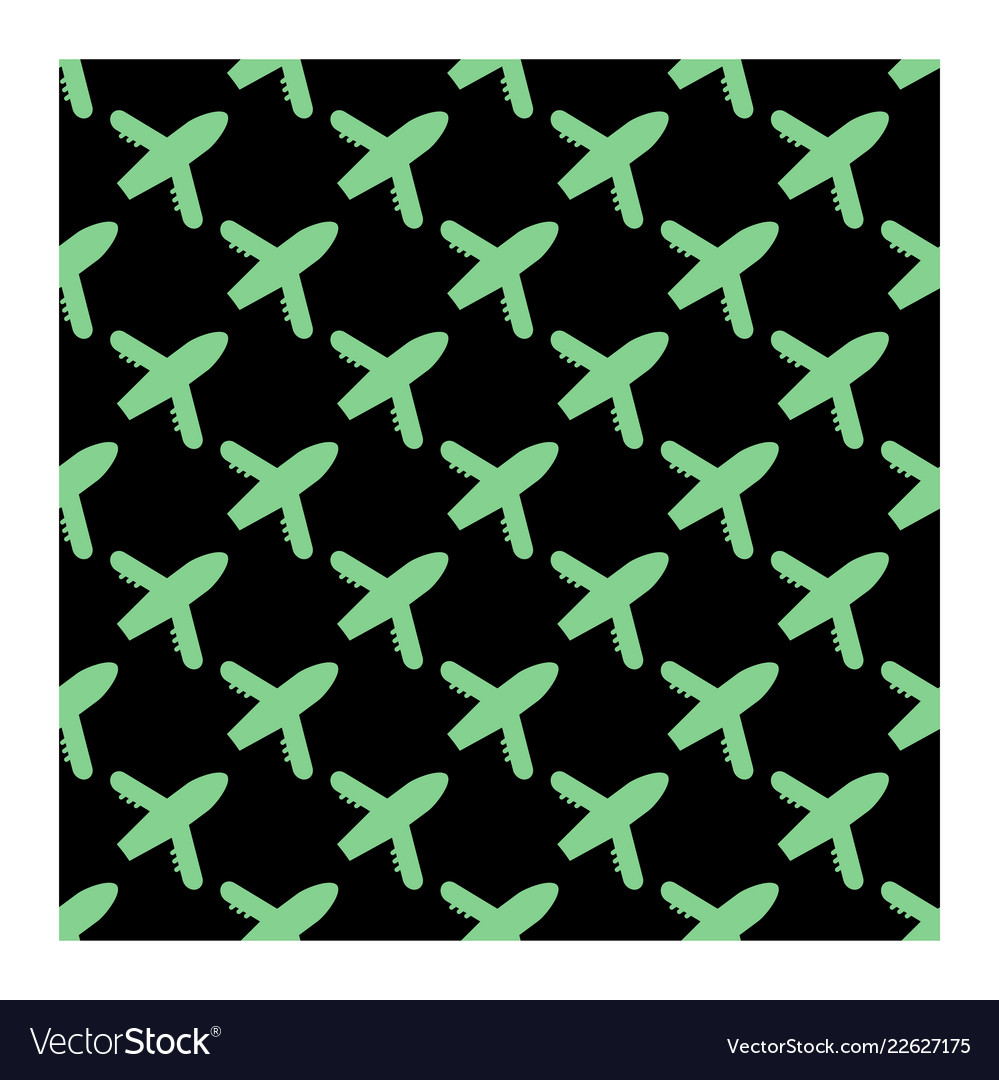 Seamless airplane pattern in green color flat Vector Image