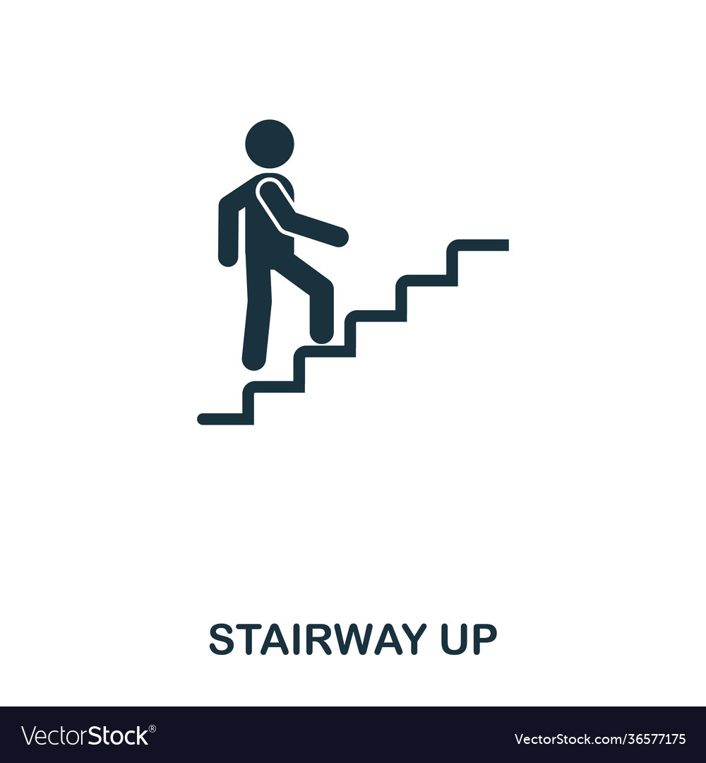 Stairway up icon line style design ui