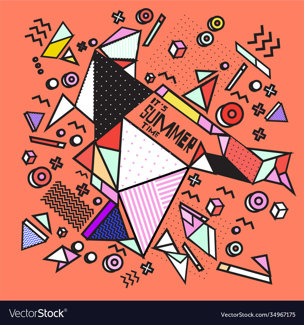 Triangle geometric forms for summer design event Vector Image Triangle geometric forms for summer design event