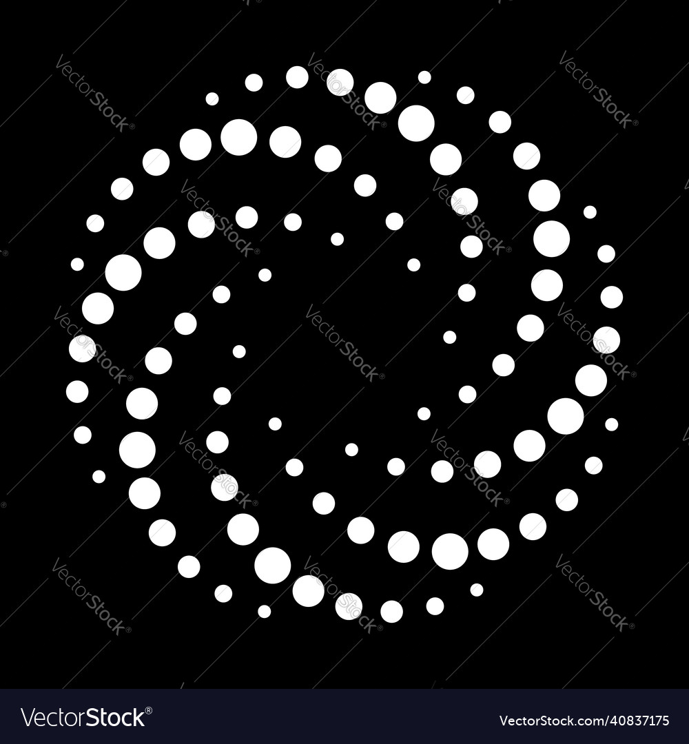 White dots in circle on black background modern