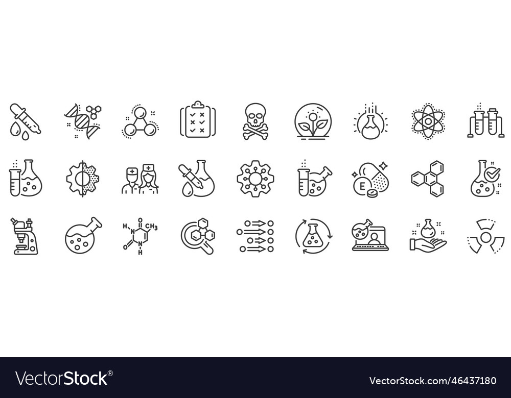 Chemistry lab line icons chemical formula Vector Image