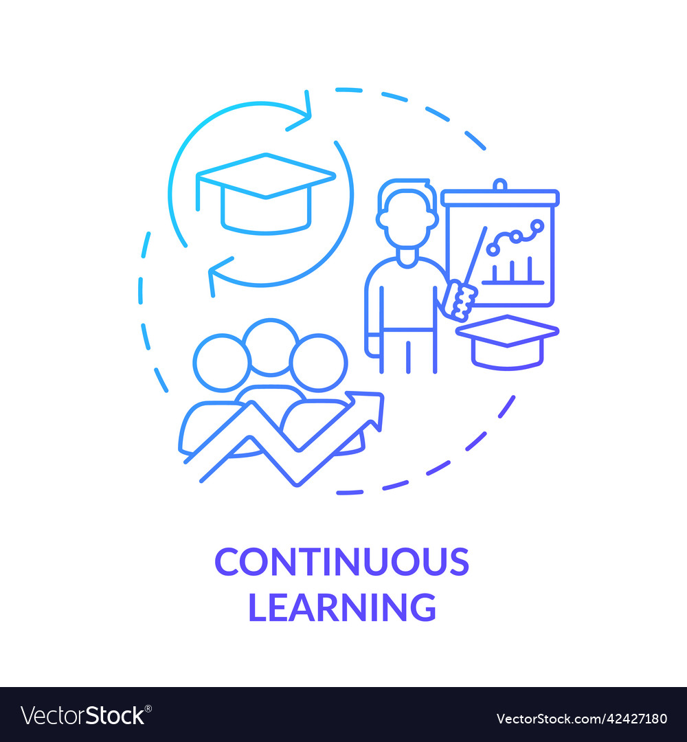 Continuous learning blue gradient concept icon Vector Image