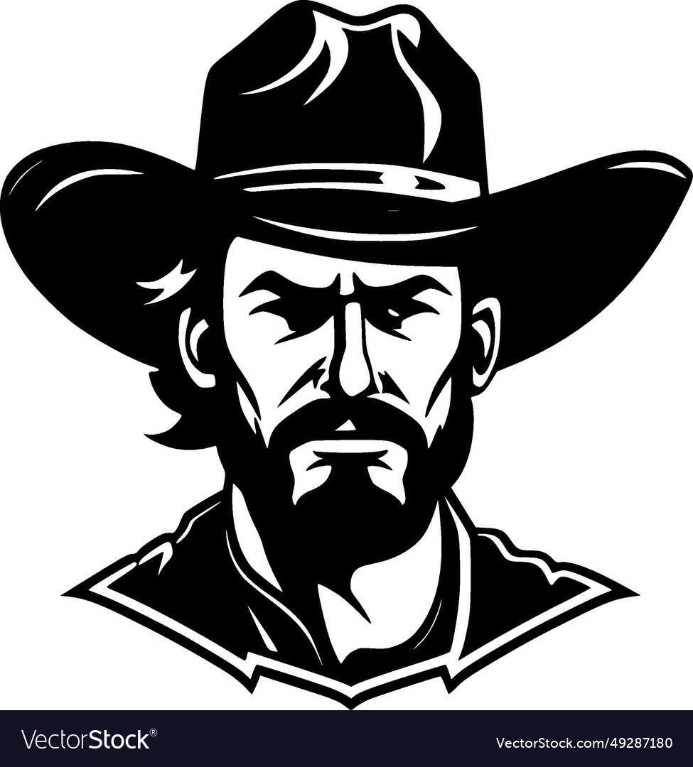 Cowboy - Black And White Royalty Free Vector Image