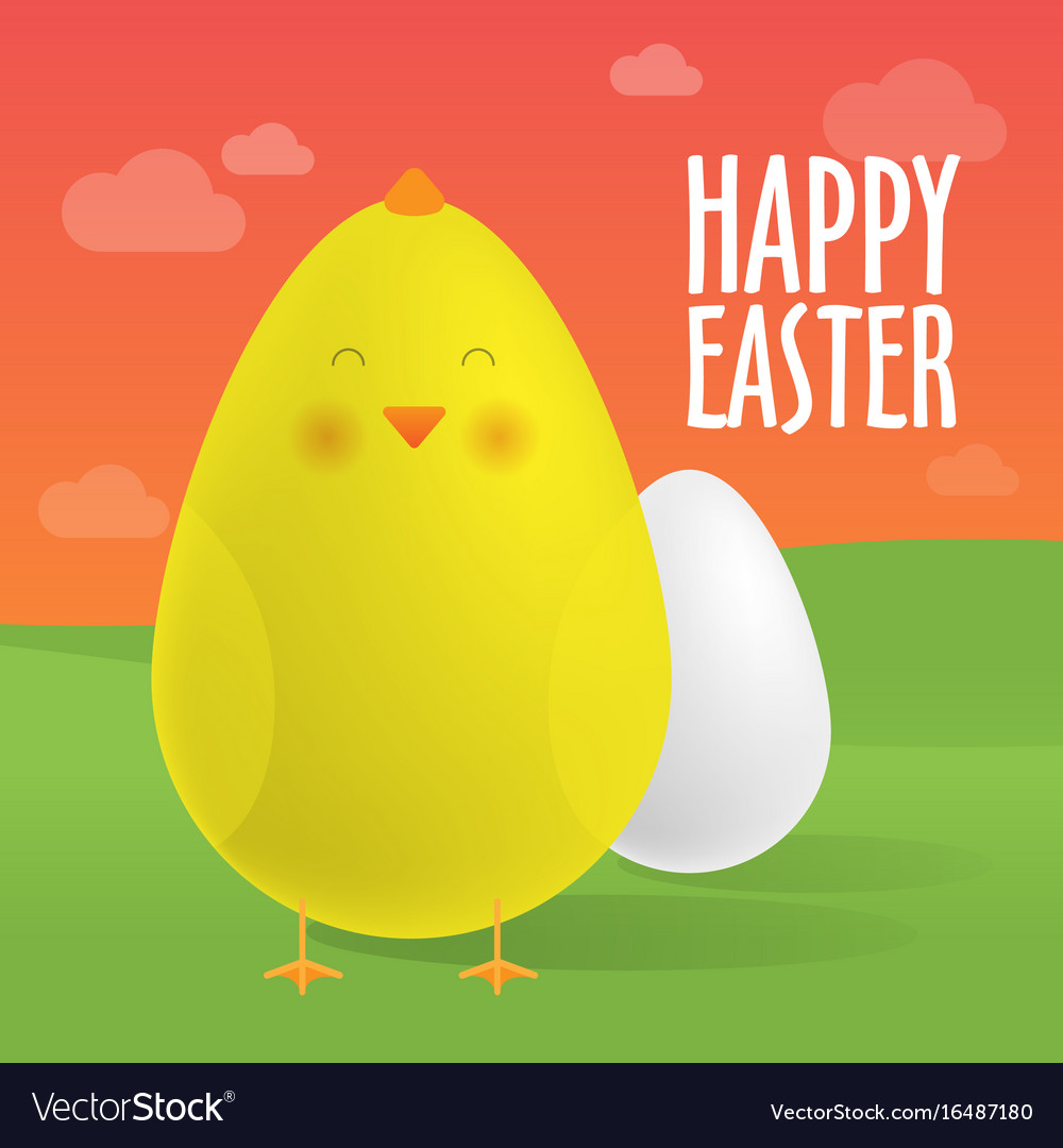 Easter Egg And A Cute Chick Royalty Free Vector Image