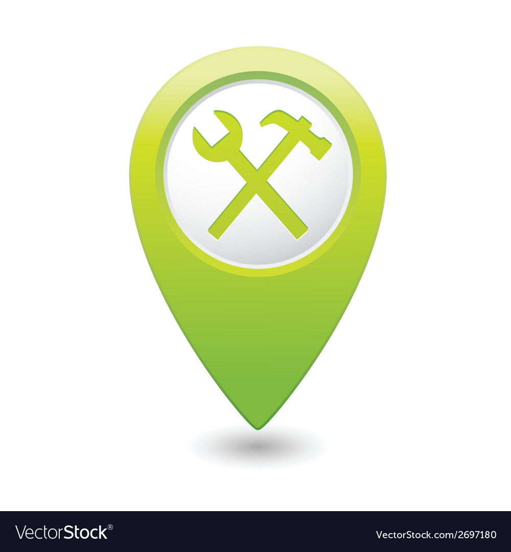 Green Map Pointer with Tools Icon